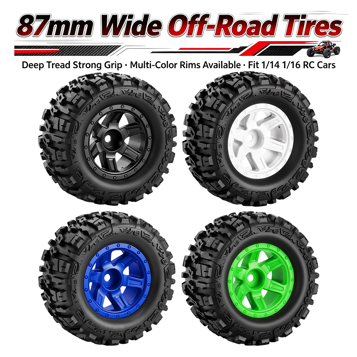 Rc Truck Monster - 4Pcs 87mm Off-Road RC Tires Deep