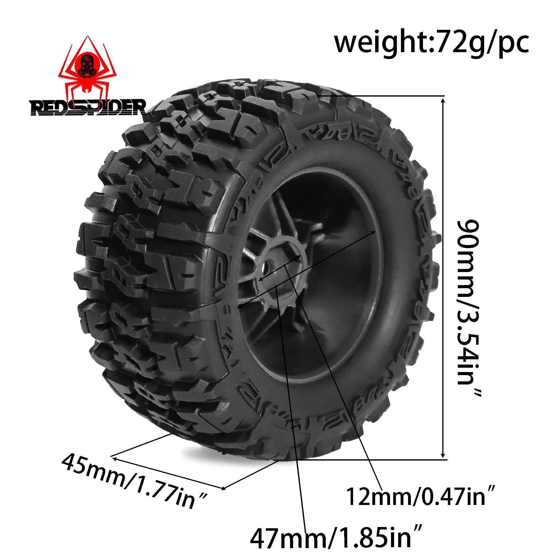 90mm Skidproof Rubber Wheel Ti - Rc Truck Monster 评论和价格