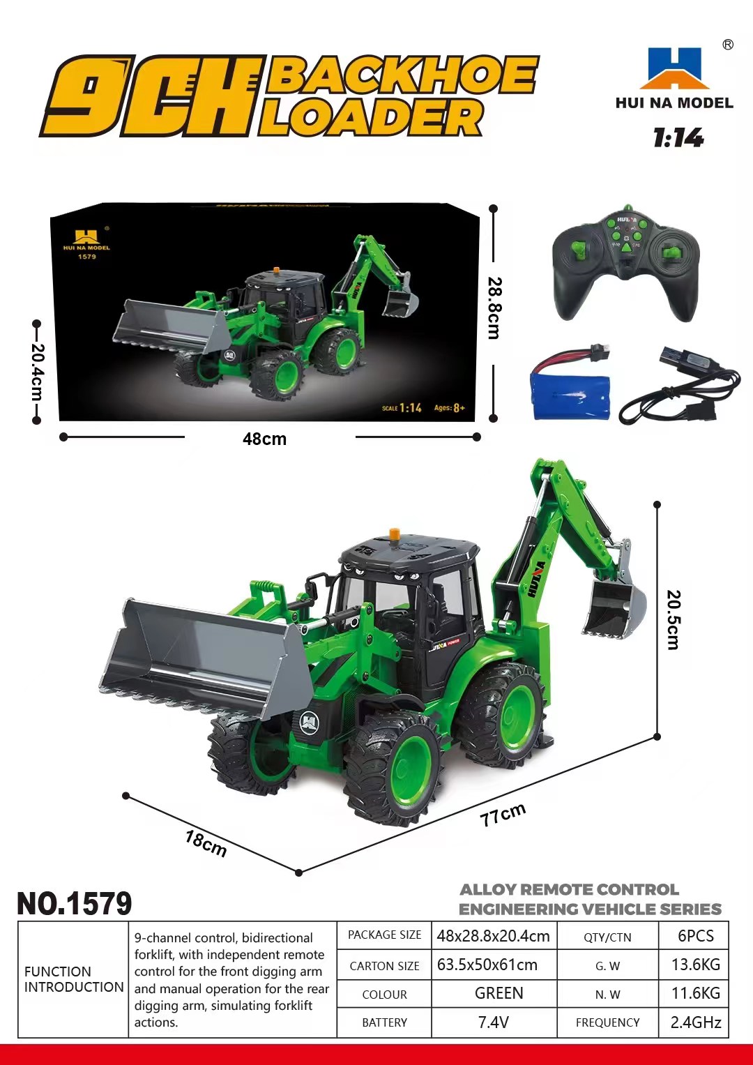 US Sale HUINA 1/14 1579 Remote - Rc Excavator Hobby 评论和价格